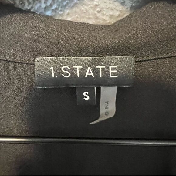 NWT Revolve x 1.State Long Sleeve Tie Front Top in Rich Black | Size S - Picture 9 of 11